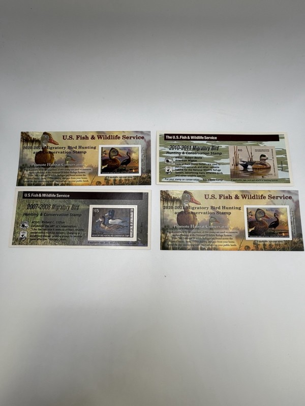 Lot of 4 U.S. Federal Duck Stamps/Migratory Bird Hunting & Conservation 07’-21’