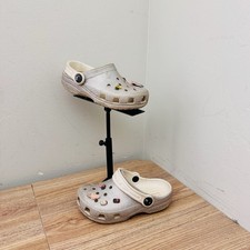 Crocs Silver Classic Glitter Clogs With Charms Girls Size 9