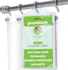 Premium PEVA White Shower Curtain Liner with Magnets Suction Cups - 70 X 71...