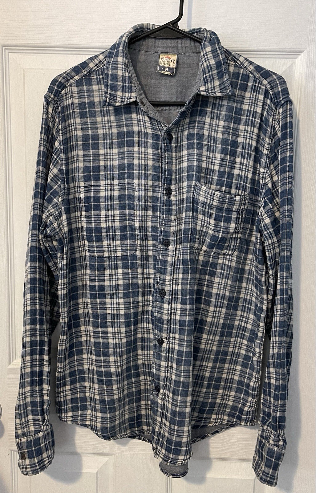 FAHERTY The Reversible Plaid Solid Button Down Lo… - image 1