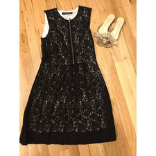 Andrew Marc zip front work dress lace sleeveless sz 6