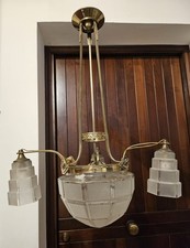 Antico lampadario in ottone Art Decò