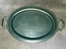 Vintage 26” Sheets Rockford Silver Co 1875 Silver Plated Serving Tray  114 ￼