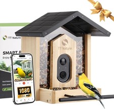   Smart Bird Feeder with 1080P Camera  Solar Roof Watch Birds Live on Your Phone