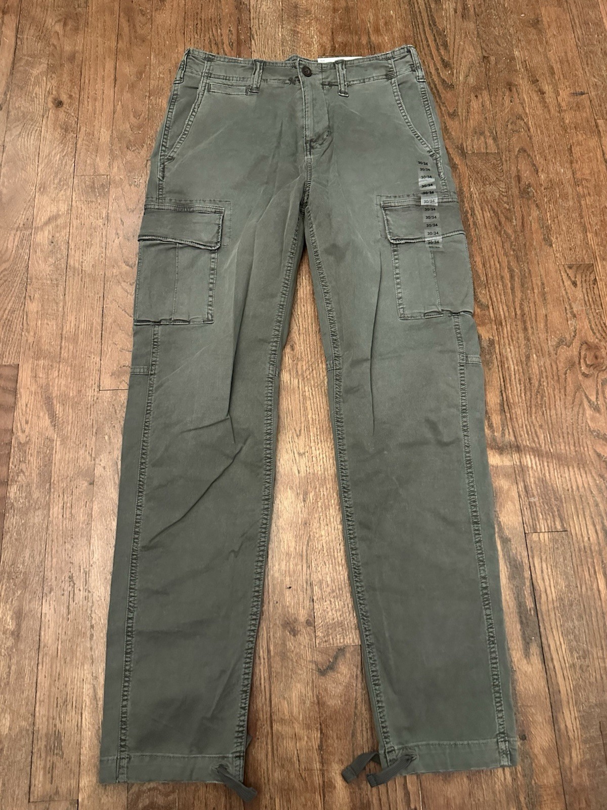 Pantalones cargo American Eagle AE Flex ajustados vivos para hombre 30x34 cámper verde oliva