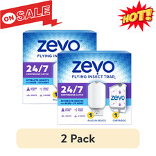 2 Pack Zevo Flying Insect Indoor Fly Trap Plug-In Light Device Cartridge