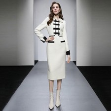 New Winter Slim Fit Waist Dress Womens A-Line Long Sleeve Evening Party Dresses