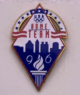 US Olympics  96 Home Team Vintage Tie Tack Lapel Pin Atlanta Olympic Torch