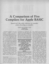 Magazine Print Article-1982-A Comparison of Five Compilers for Apple Basic