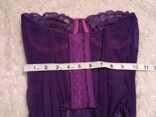 Vtg VANITY FAIR? Lace Sheer Mesh Corset Bra Garter Merry Widow 34? Whimsigoth - Picture 10 of 16