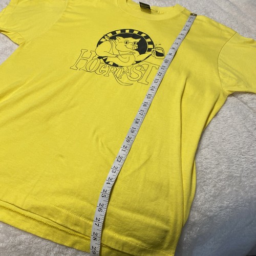 VTG Screen Stars T Shirt Single Stitch XL Hog Roast Funny Pig Beer 90s Yellow - Picture 7 of 9