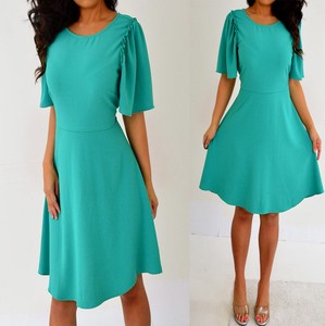 dark green bell sleeve dress