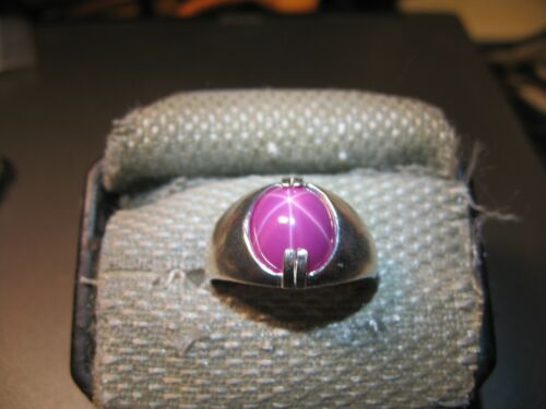 HERREN RING WEINROT 12 X 10 MM LINDE STERN SAPHIR 925 STERLINGSILBER GRÖSSE 11 - Bild 2 von 5