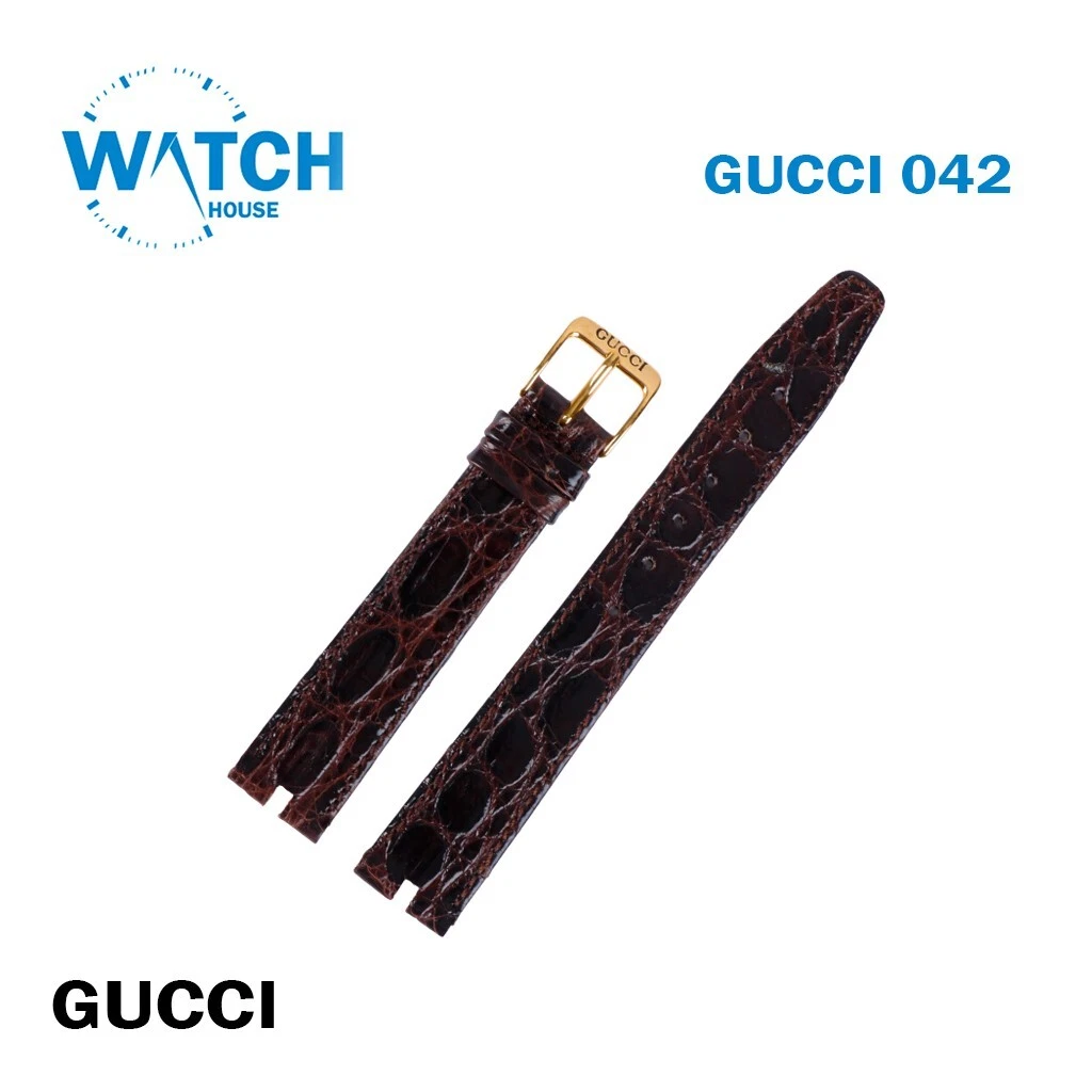 2000M GUCCI cuir de lézard véritable marron 16 mm avec boucle Gucci 14 mm #BG042#.