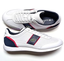 Nuevo Lacoste Hombres Zapatos Angulares 123 2 Blanco Azul Marino Rojo Informal Tenis Zapatos