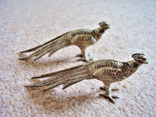 Collectable Silver Metal PHEASANTS figurine-ornament,set of 2