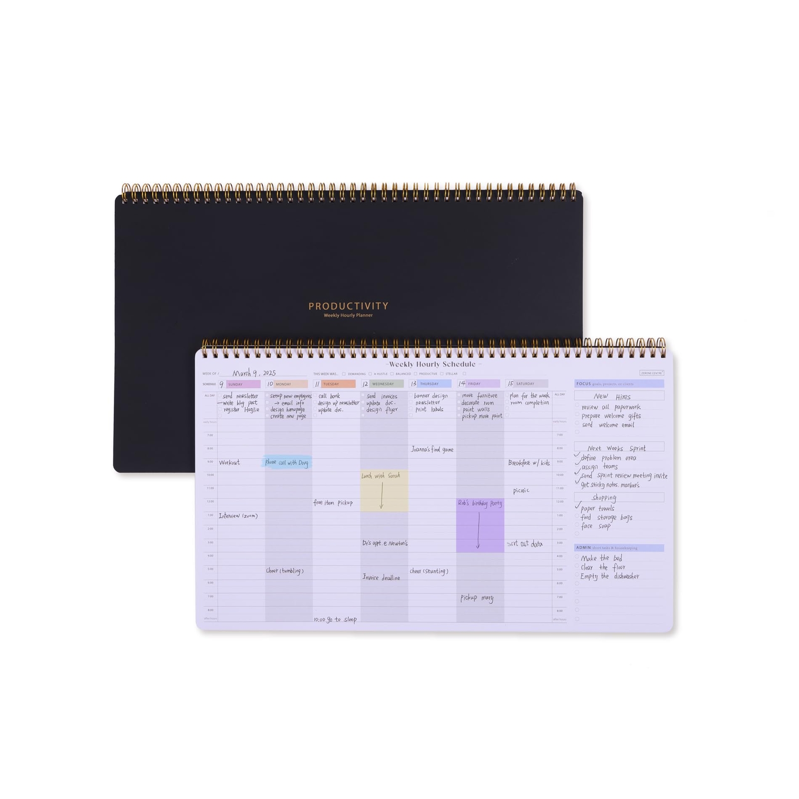 Undated Weekly Planner with Hourly Schedule - 54 Sheets Large Desk Appointmen...