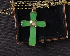 Vintage Style Natural Jade Necklace 18K Gold Plated