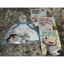 There An Old Lady Who Swallowed.. Three Paperbacks Felt Story Characters NEW 
