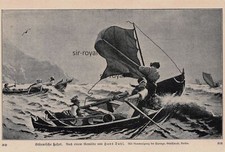 Stormy Ride by Hans Dahl - 1911 Art Print ~16x11cm -