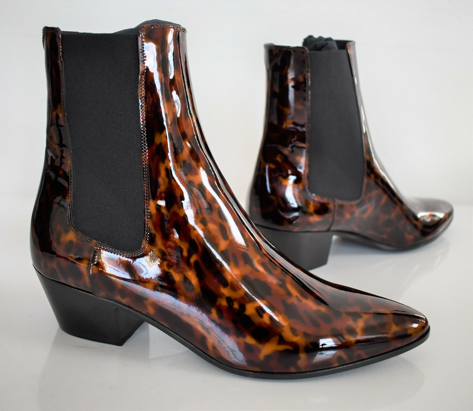 ️ STIVALI CHELSEA WESTERN SAINT LAURENT WEST 45 IN PELLE VERNICIATA EUR 37 5 US 7 5