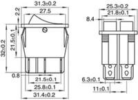Wippenschalter Mcpower, 6-Polig, Rote Wippe, 250V/15A, Stellungen: Ein/Aus