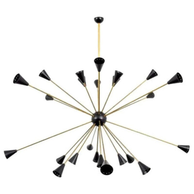 Stilnovo Sputnik Lamp Huge Italian Chandelier Premuim Black Iconic Light Fixture