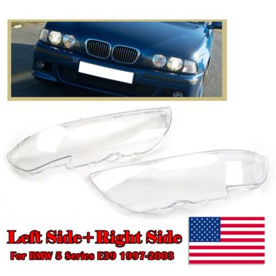 2x Clear Headlight Lens Covers Shell For 1996 97-2003 BMW E39 Facelift 528i 530i