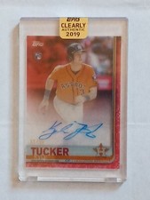 2019 Clearly Authentic Autograph Red Kyle Tucker RC, S/N: 28/50
