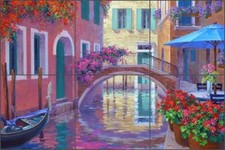 Venice Tile Backsplash Mikki Senkarik Mediterranean Art Ceramic Mural MSA127