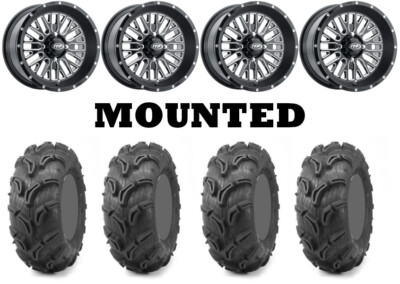 Kit 4 Maxxis Zilla Tires 28x9-14/28x11-14 on ITP Momentum Black Wheels VIK