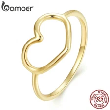 Bamoer 925 Sterling Silver Heart Promise Ring Simple Wedding Size 5 6 7 8 9 10