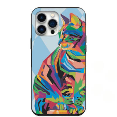 Abstract Colorful Cat Phone Case for iPhone 7 8 X XS XR SE 11 12 13 14 Pro Max M