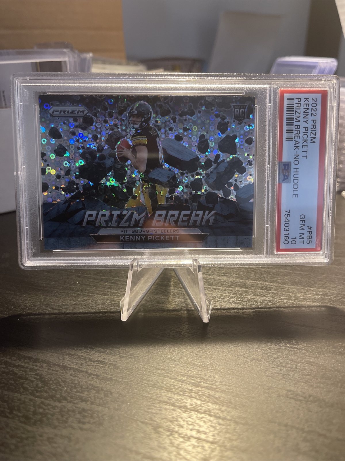 2022 Prizm Kenny Pickett Prizm Break No Huddle Disco Rookie PB5 PSA