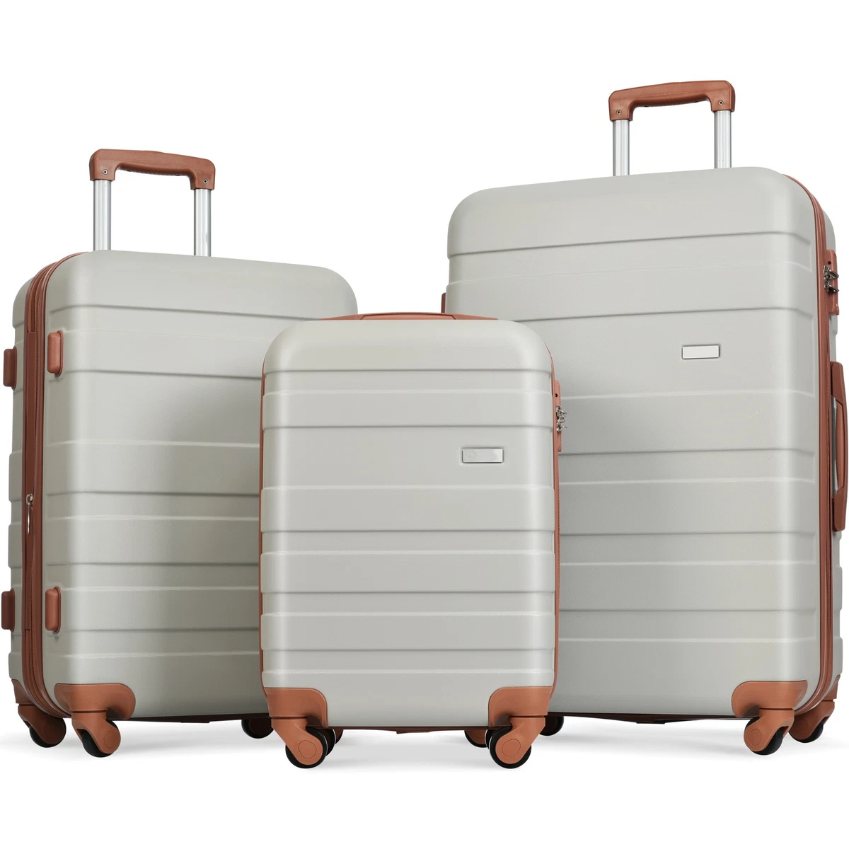 Light Grey 20 24 28 Luggage Set Expandable ABS 3Pc Suitcase