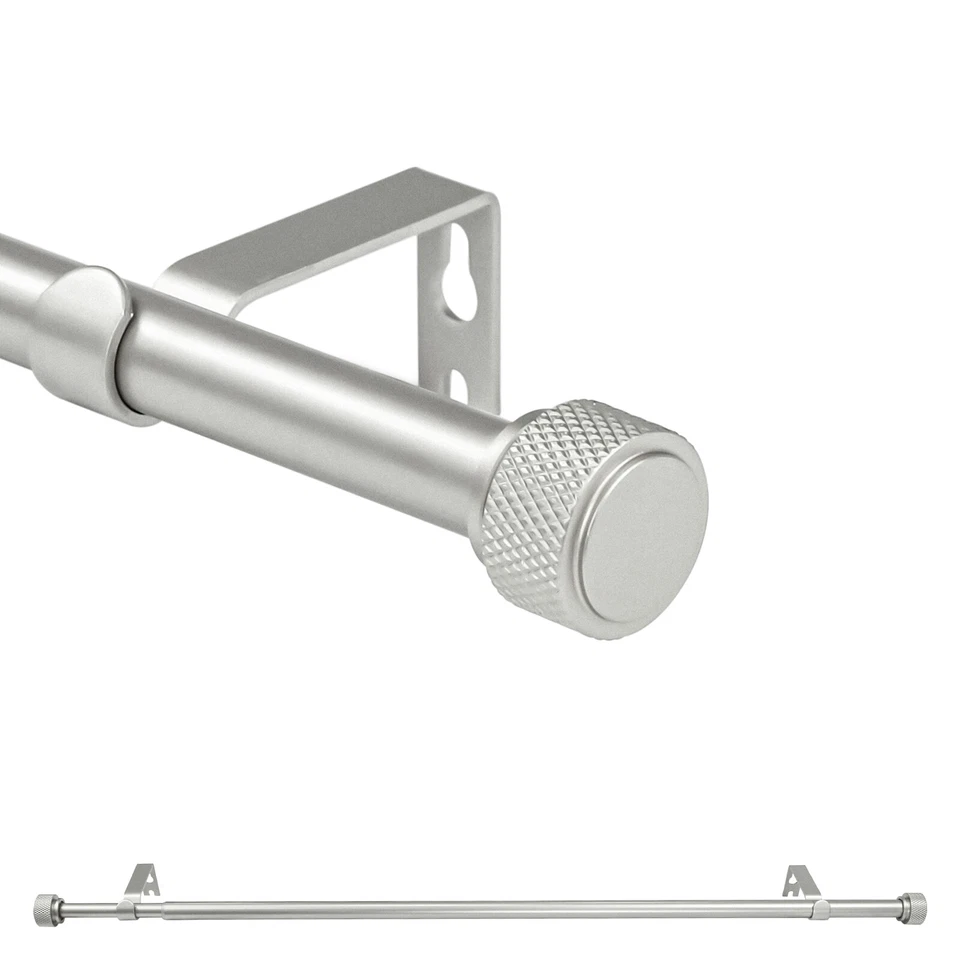 Conjunto de varas cortina cortina cortina única ajustável diamante 5/8" com acabamentos Maniglia, 28"-120" - Imagem 2 de 3