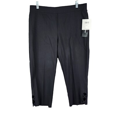 Womens Black 89th & Madison Capri Legging Pants Stretchy Pockets Hi Rise Size L