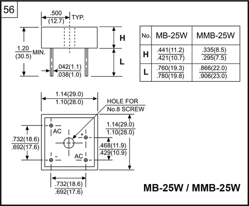 KBPC3510W Diode Bridge Rectifier Single Phase Metal Case 1000V 35A KBPC-3510 - Picture 3 of 5