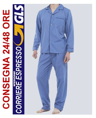 Pigiama Uomo 100% Cotone Lungo Tela Aperto Classico Pantalone Regolabile  Ospedal | eBay