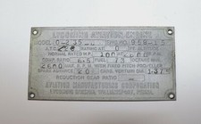 Original Lycoming O-235-C Aircraft Engine Data Plate, Authentic, #2