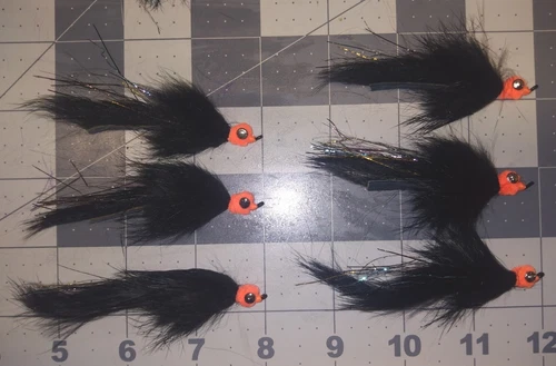 #4  Lead Eyed Black Egg Sucking Leech Bunny Fly 6 each Alaska salmon & Trout fly