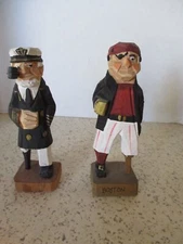 SEA CAPTAIN & FIRST MATE FIGURINES, HAND CARVED & PAINTED, PEG LEGS, 4.5"Hx1.5"