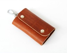 Handmade Leather 6 Hook Snap Button Large Capacity Key Holder Key Case for Men