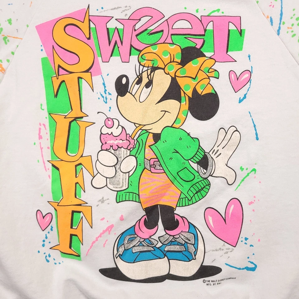 Vtg 80s 90s Disney Minnie Mouse Sweatshirt Women's Medium White Sweet Stuff USA - Image 4 of 4