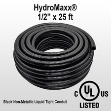 1/2" x 25' Black Flexible Liquid Tight, Non-Metallic Conduit - UL Listed