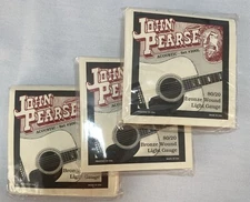 3 SETS John Pearse 80/20 Bronze Light 12-53 Acoustic Guitar String Set #200L
