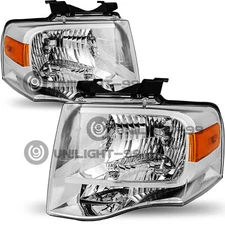 Headlights For Ford Expedition 2007-2014 Chrome Housing Amber Corner lamps 07-14