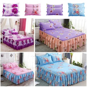Elastic-Bedspread-Queen-Size-Dust-Ruffle-Bed-Skirt-Pillowcase-Bedding-Set-New