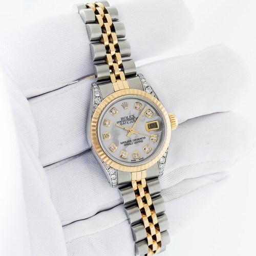 Rolex Lady DateJust 26 MOP Diamond Dial Steel and 18K Gold Diamond Bezel Watch - Picture 2 of 11