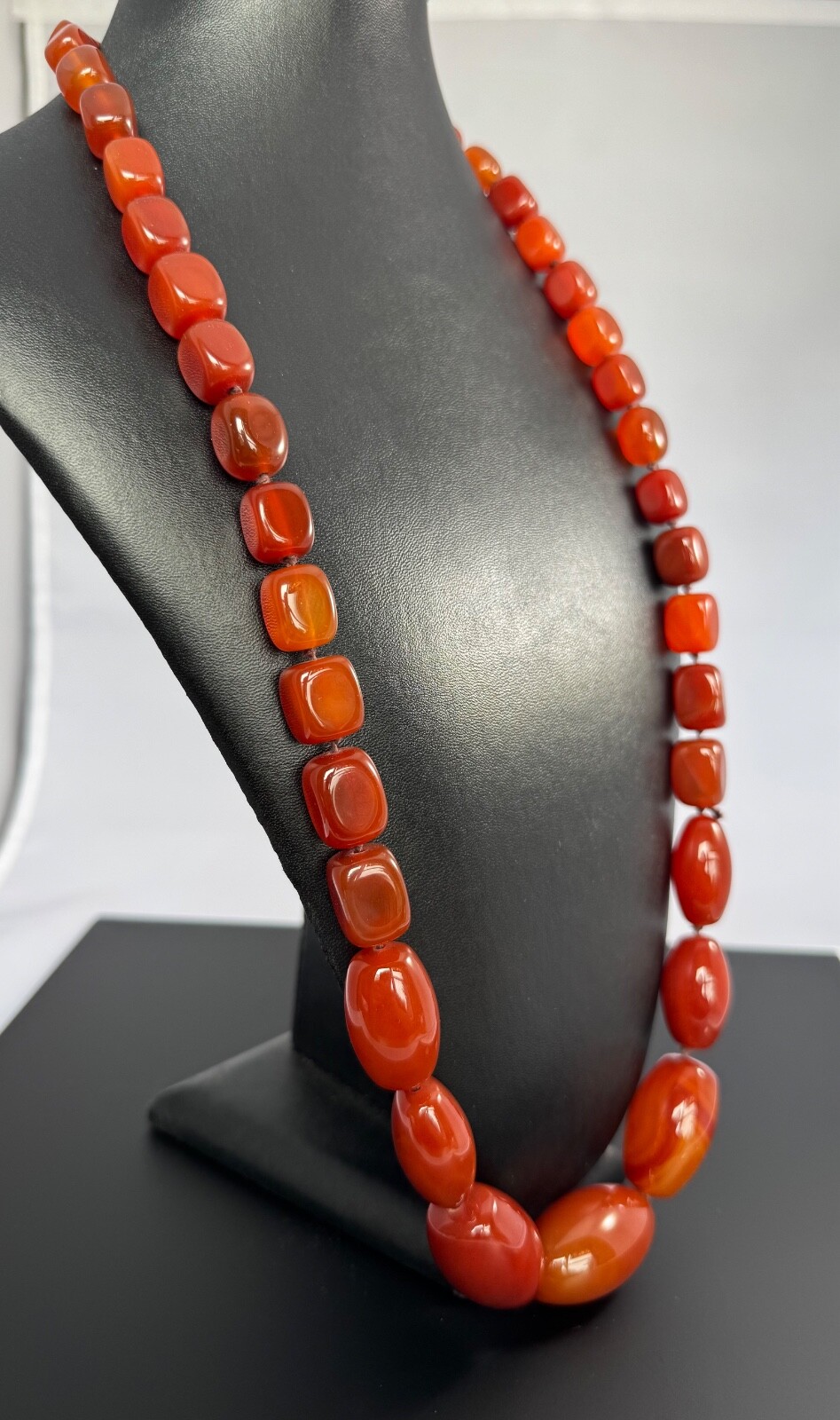 Large Bead Long Carnelian Statement Necklace 31.5" - image 3